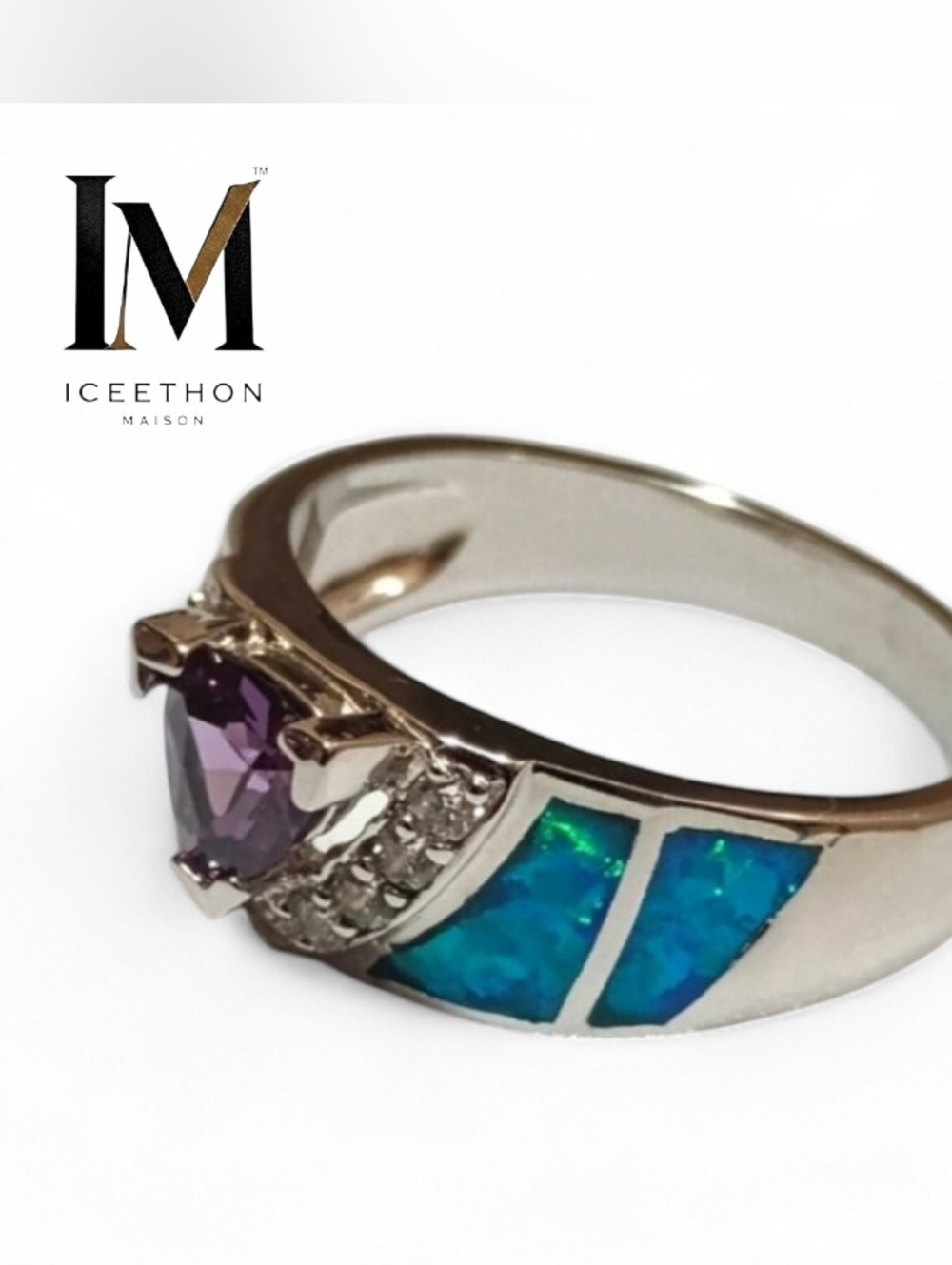 [Black Label] Handcrafted 925 Silver Gemstone Wedding Rings For Women Sz 10